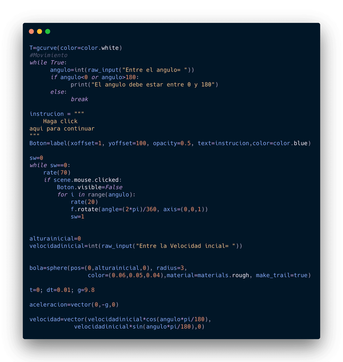 Implementación de las ecuaciones en python